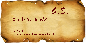 Orsós Donát névjegykártya